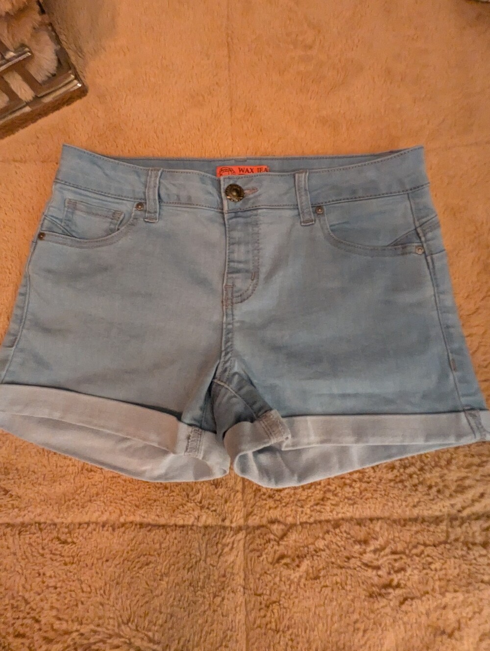 Wax Jean Light Blue Denim Roll-Cuff Women's Shorts